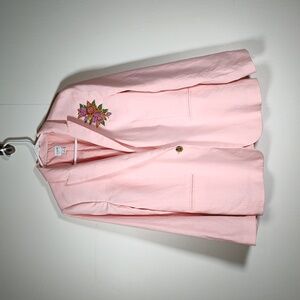 J. Crew Linen Blend One Button Blazer Pink 12